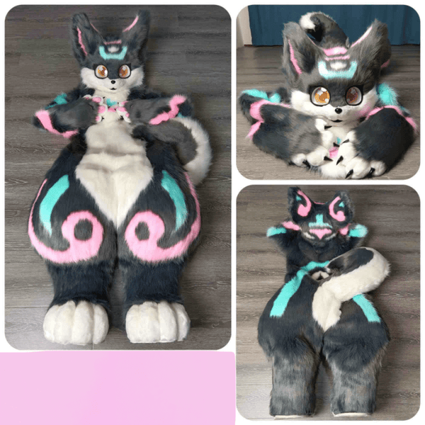 XLarge Black Pink and Blue Full Fursuit