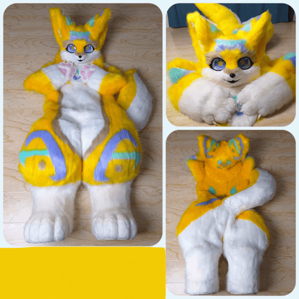 XLarge Yellow Green and Purple Full Fursuit