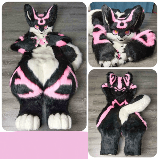 XLarge Black and Pink Full Fursuit