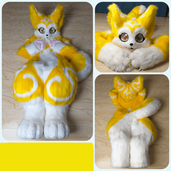 Large Yellow and White Full Fursuit