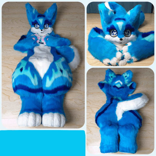 Large Dark Double Blue Full Fursuit