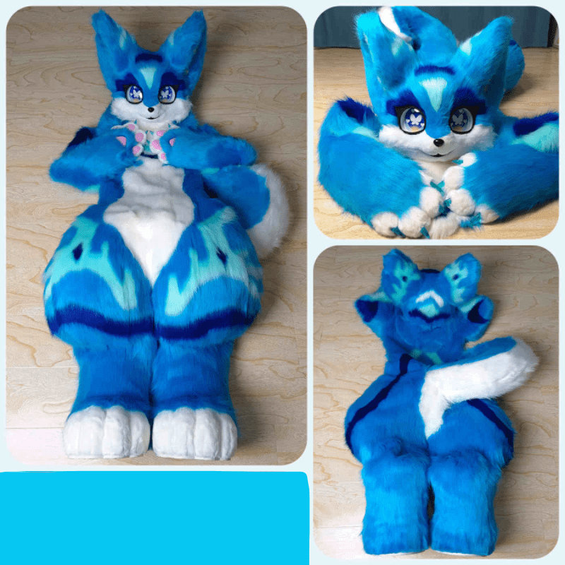 Large Dark Double Blue Full Fursuit