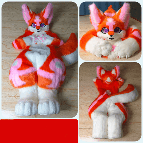 Large Red and Pink Full Fursuit