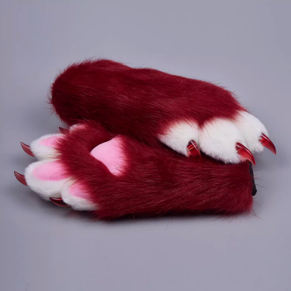 Dark Red Fursuit Paws