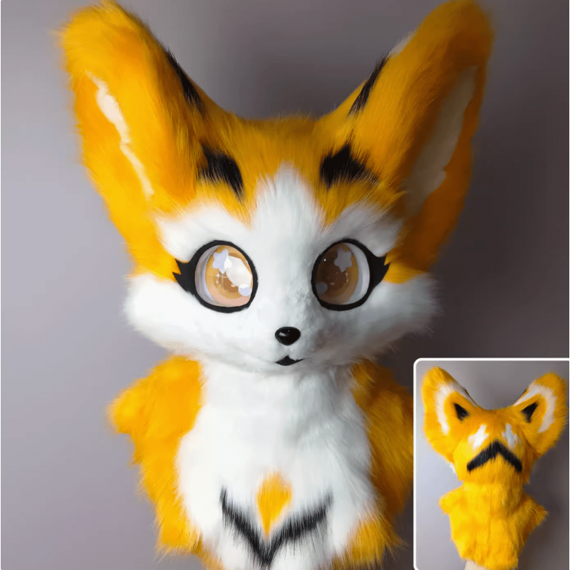 Orange and Black Fursuit Head